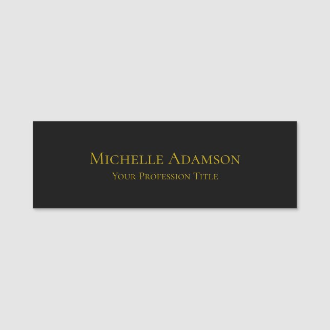 Porte-nom Or & Noir Couleur Professionnel Plain Moderne (Devant)