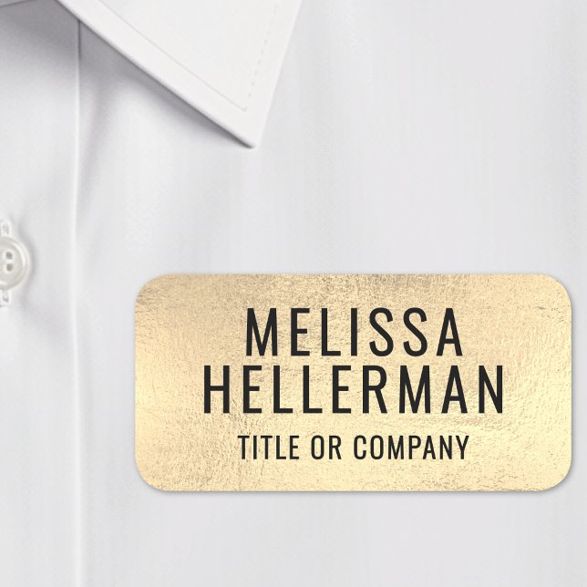 Porte-nom Or personnalisé simple faux or (Custom Simple Faux Gold Name Tag )