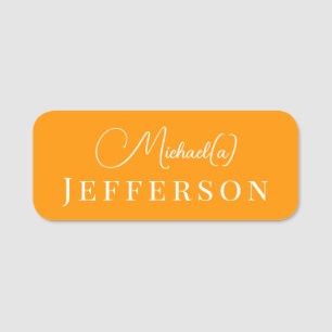 Porte-nom Orange flamand moderne tendance : Fille manuscrite