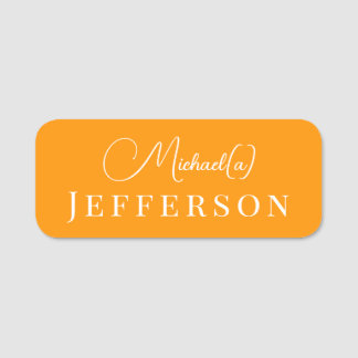 Porte-nom Orange flamand moderne tendance : Fille manuscrite