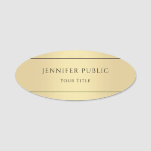 Porte-nom Oval, Modèle branché de Faux Gold