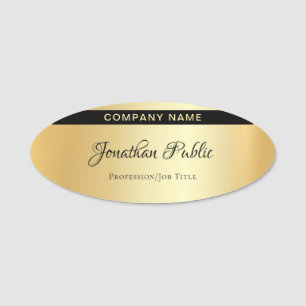 Porte-nom Ovale manuscrit élégant de modèle d'or de nom d