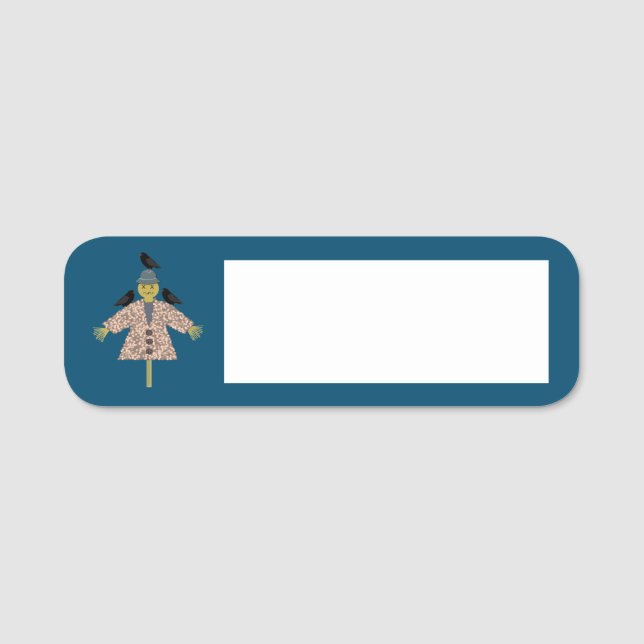 Porte-nom Paille d'Halloween Scarecrow et Ravens (Devant)
