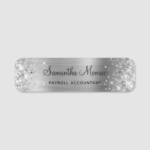 Porte-nom Paillettes Argentées Brillantes