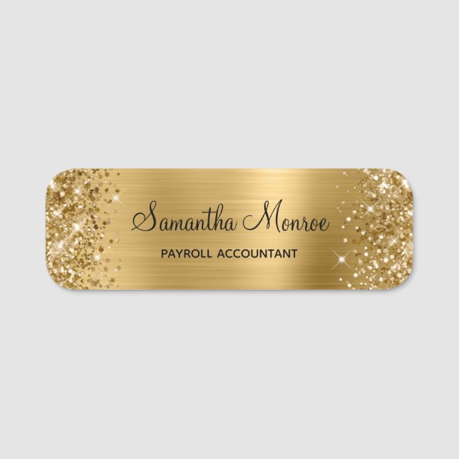 Porte-nom Paillettes dorées (Devant)
