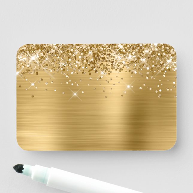 Porte-nom Paillettes dorées et feuille vierge (En situation)
