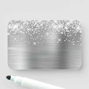 Porte-nom Paillettes et feuille d'argent vierge