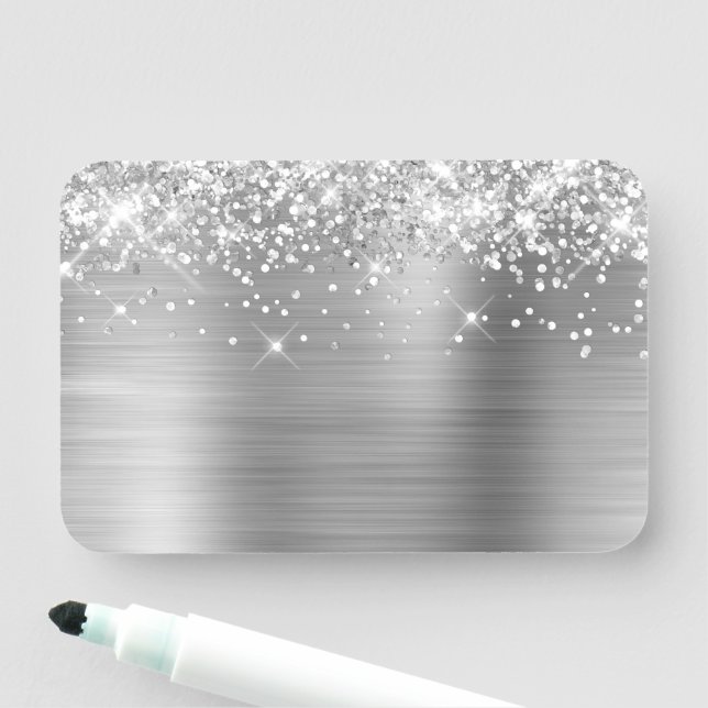 Porte-nom Paillettes et feuille d'argent vierge (En situation)