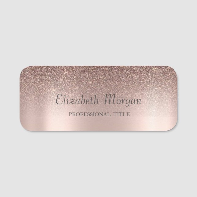 Porte-nom Paillettes Tendances Gouttes,Or Rose  (Devant)