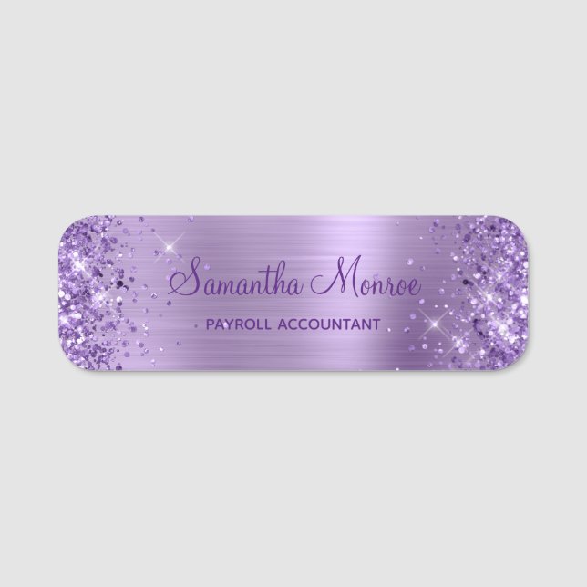 Porte-nom Paillettes Violet Clair Brillante (Devant)