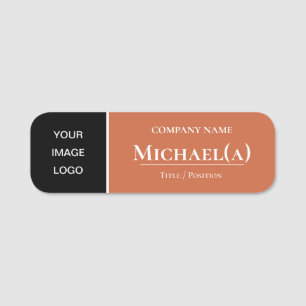 Porte-nom Pale Cuivre Orange Et Noir : Elégante Société LOGO