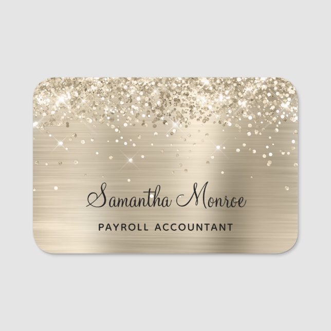 Porte-nom Pale Gold Glitter and Foil (Devant)