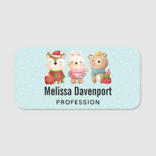 Porte-nom Pals de Noël - Rennes, Ours et Lapin