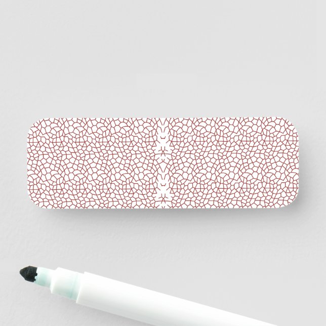 Porte-nom papier peint rouge et blanc avec un motif (En situation)