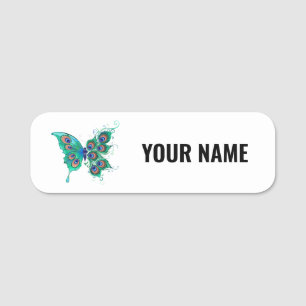 Porte-nom Papillon aux plumes de paon vert