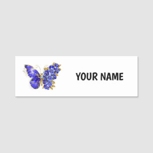 Porte-nom Papillon saphir à fleurs
