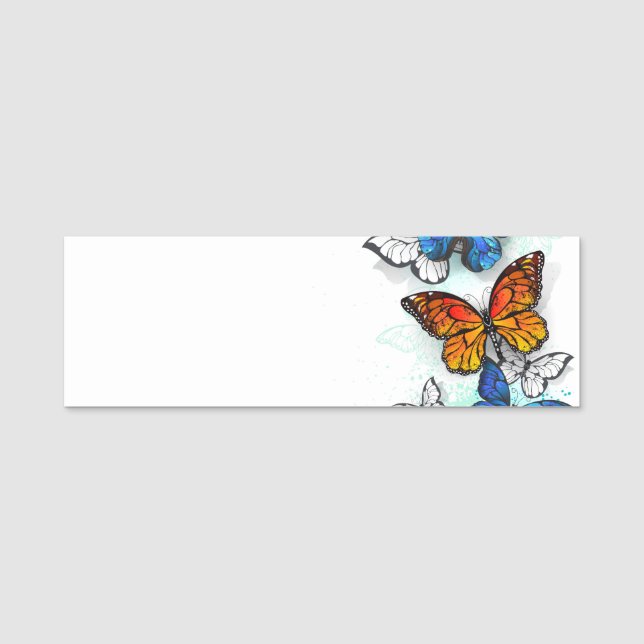 Porte-nom Papillons volants Morpho et Monarch (Devant)
