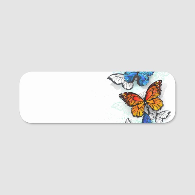 Porte-nom Papillons volants Morpho et Monarch (Devant)
