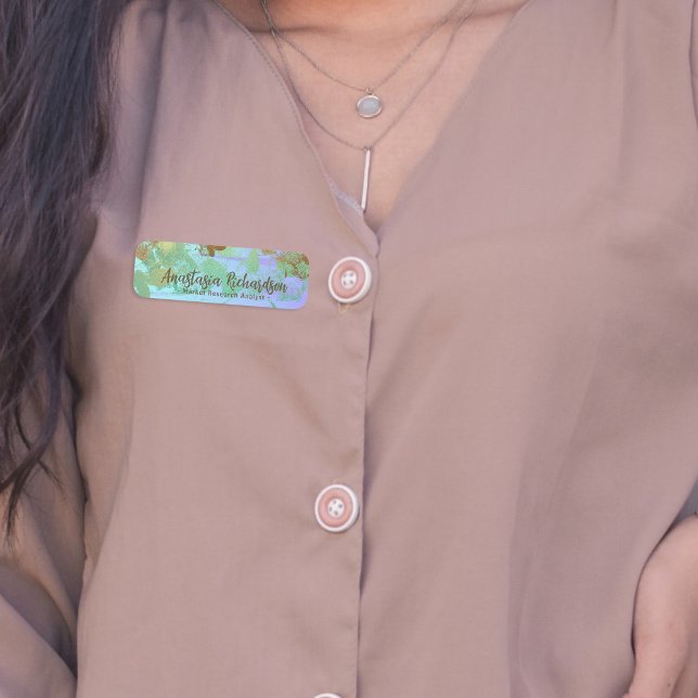 Porte-nom Parties scintillant Abstraite artistique en or ver (Créateur téléchargé)