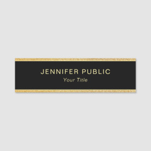 Porte-nom Parties scintillant dorée moderne rectangle person