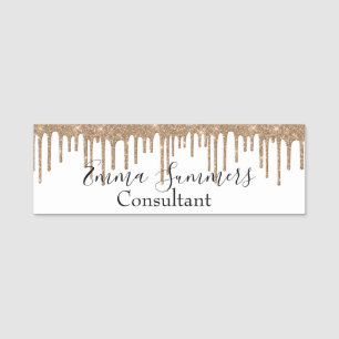 Porte-nom Parties scintillant Gold Drivers Custom Consultant