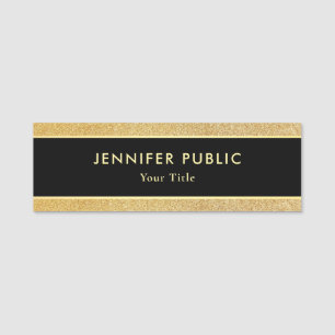 Porte-nom Parties scintillant Noir Et Or Design Moderne Prof