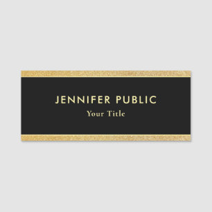 Porte-nom Parties scintillant professionnelle élégante Noir 