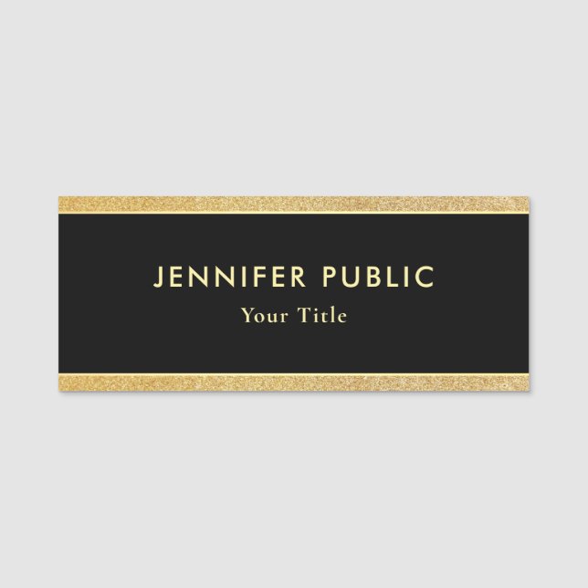Porte-nom Parties scintillant professionnelle élégante Noir  (Devant)