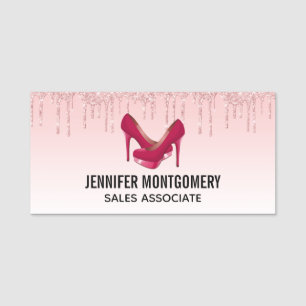Porte-nom Parties scintillant roses modernes et talons hauts