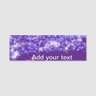 Porte-nom Parties scintillant violet simple étoiles scintill