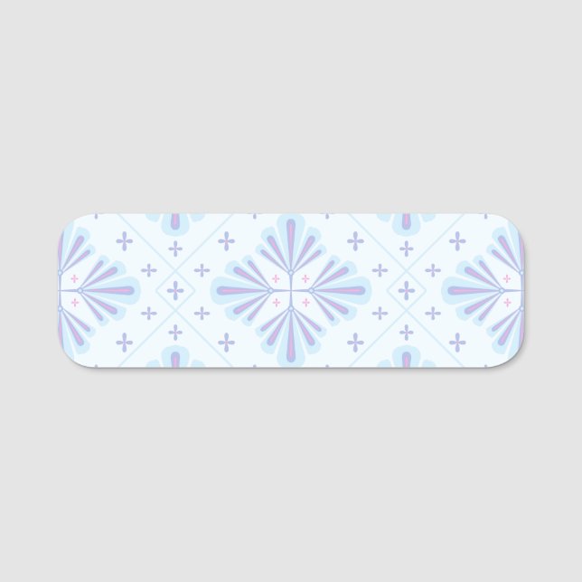 Porte-nom Pastel Blue Geometric Floral Repeat Pattern  (Devant)