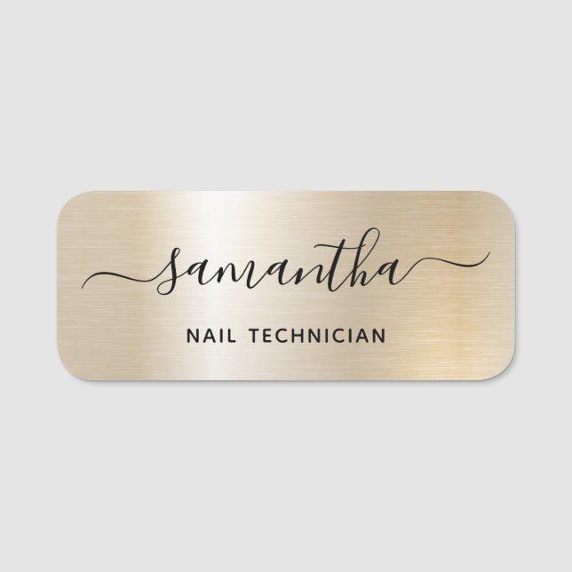 Porte-nom Pastel Perle Or Glam Signature Nom Poste (Devant)