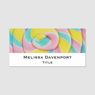 Porte-nom Pastel Rainbow Spiral Candy Photo