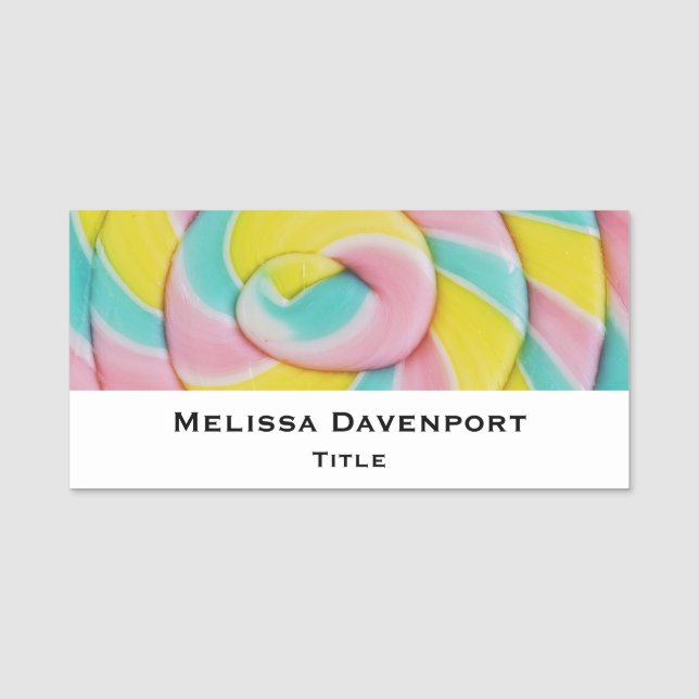 Porte-nom Pastel Rainbow Spiral Candy Photo (Devant)
