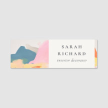 Paysage de montagne abstrait boho rose bleu orange