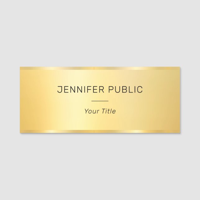Porte-nom Personnalisé Faux Gold Personnel moderne Employé É (Devant)