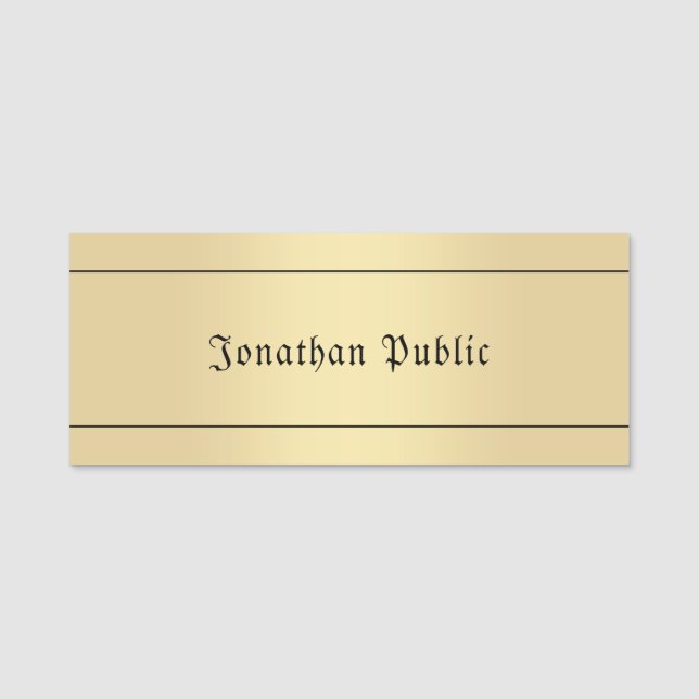 Porte-nom Personnalisé Faux Gold Vieux Texte Classique Modèl (Devant)