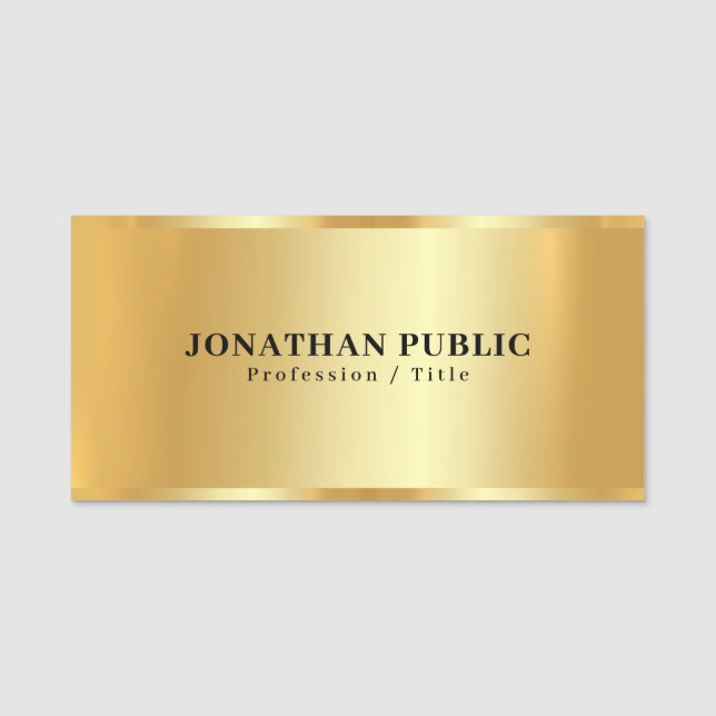 Porte-nom Personnalisé Professionnel Élégant tendance Or gla (Devant)