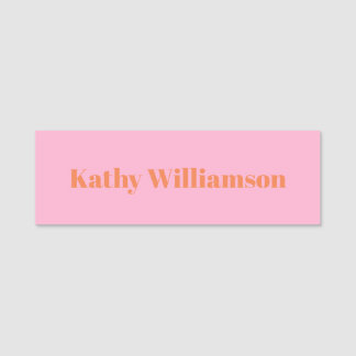 Porte-nom Personnalisé Simple Moderne Rose Orange