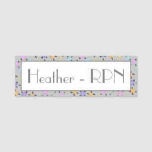 Porte-nom Personnalisé violet orange et gris