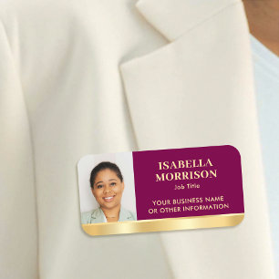 Porte-nom Photo d'employé personnalisé Rose Or Magnétique ou