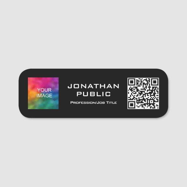 Porte-nom Photo Membre Du Code QR Ou Logo D'Entreprise Ici (Devant)