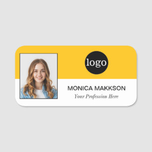 Porte-nom Photo personnalisée de l'employé, logo, nom - Peut