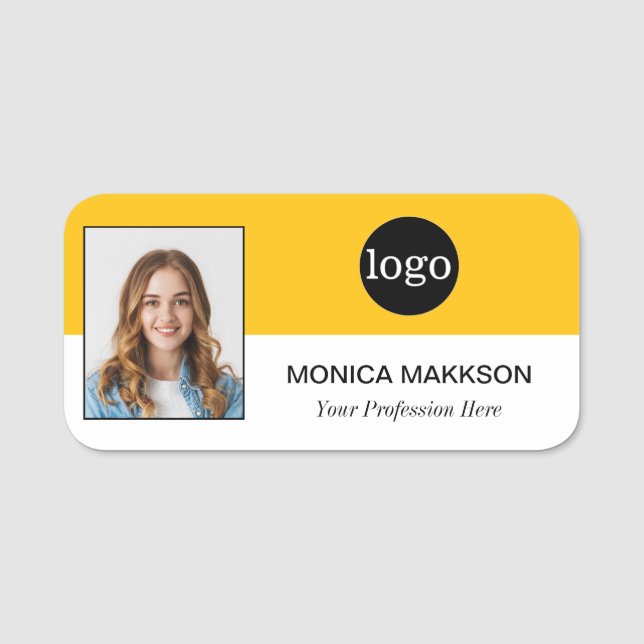 Porte-nom Photo personnalisée de l'employé, logo, nom - Peut (Devant)