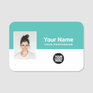 Porte-nom Photo personnalisée de l'employé, logo, profession