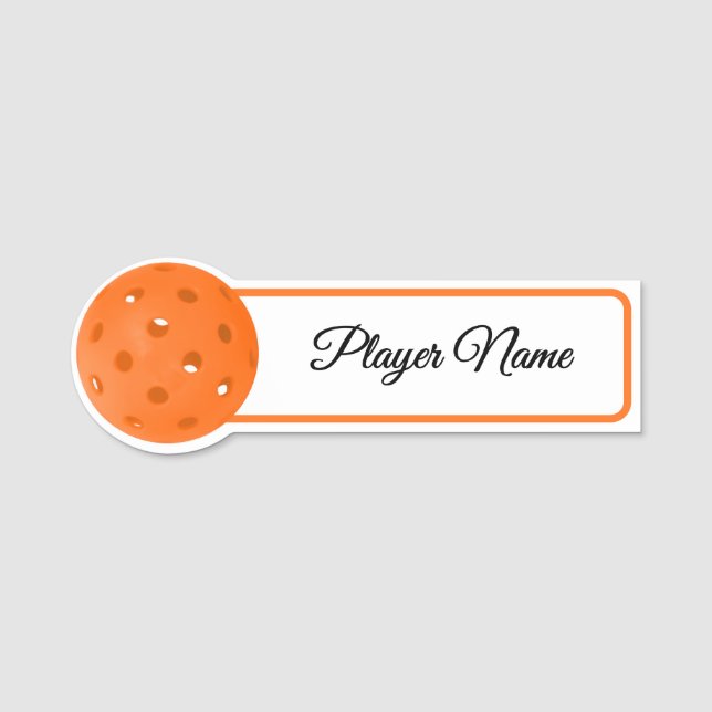 Porte-nom Pickleball Player Orange Pickleballs Personalized (Devant)