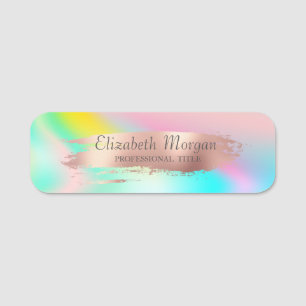 Porte-nom Pinceau élégant rose gold sur fond ombré coloré