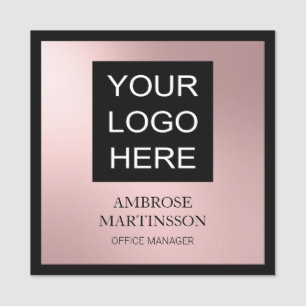 Porte-nom Pink Black Business Nom de l'employé Titre Logo