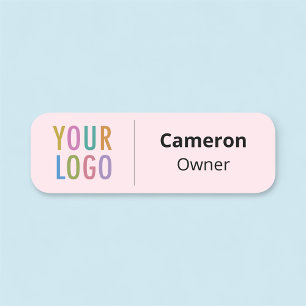 Porte-nom Pink Company Nametag Business Logo Magnétique ou P