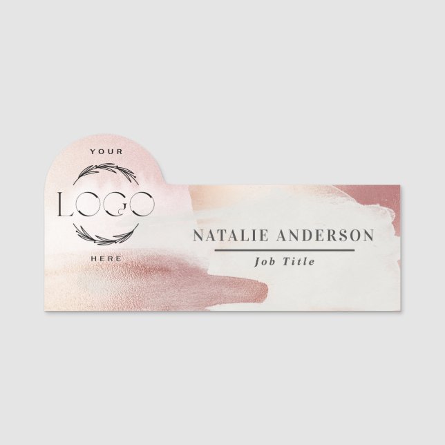 Porte-nom Pink girly rose gold modern stylish (Devant)
